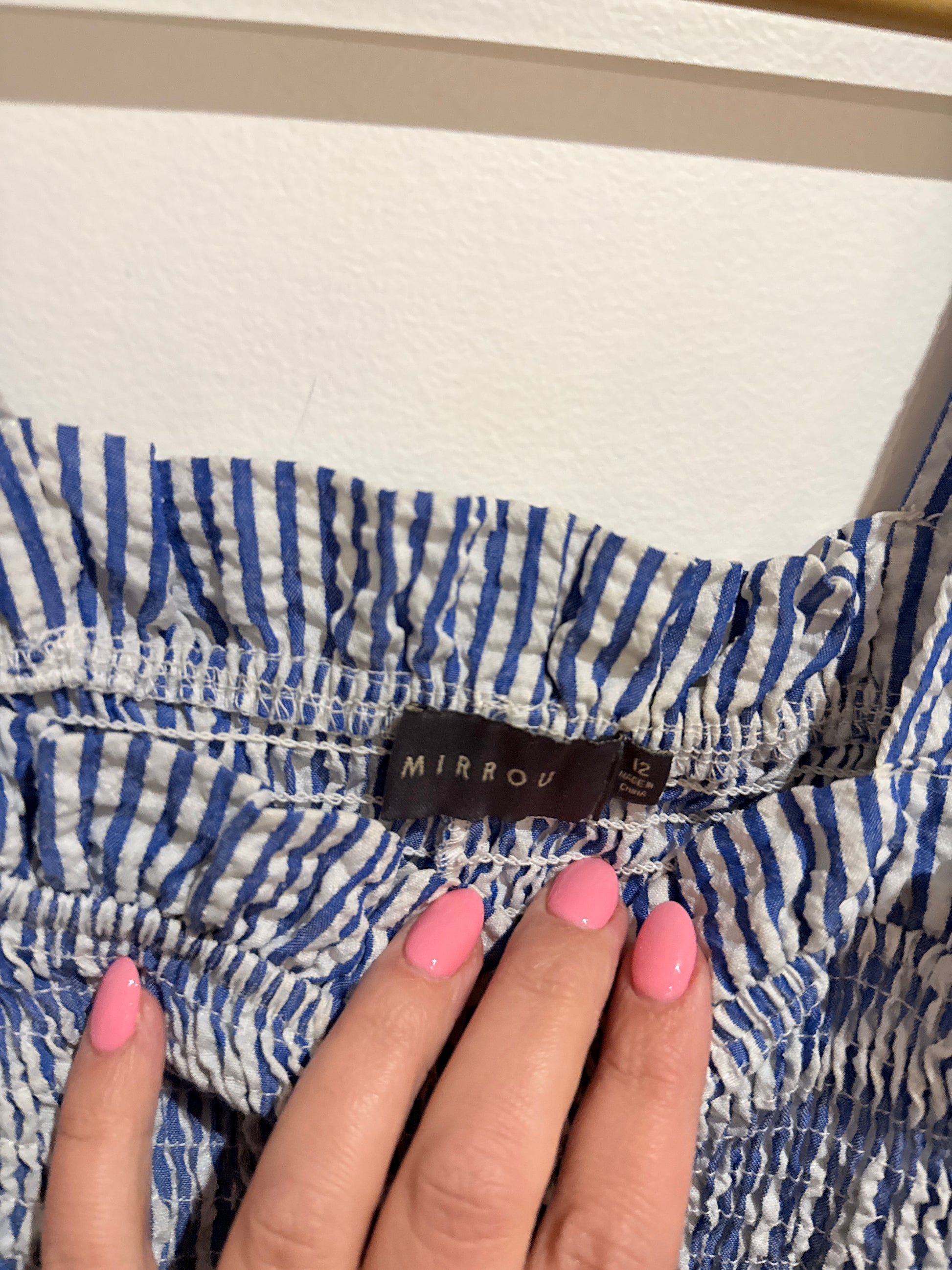 Mirrou Smocked Gingham Midi Dress Size 12