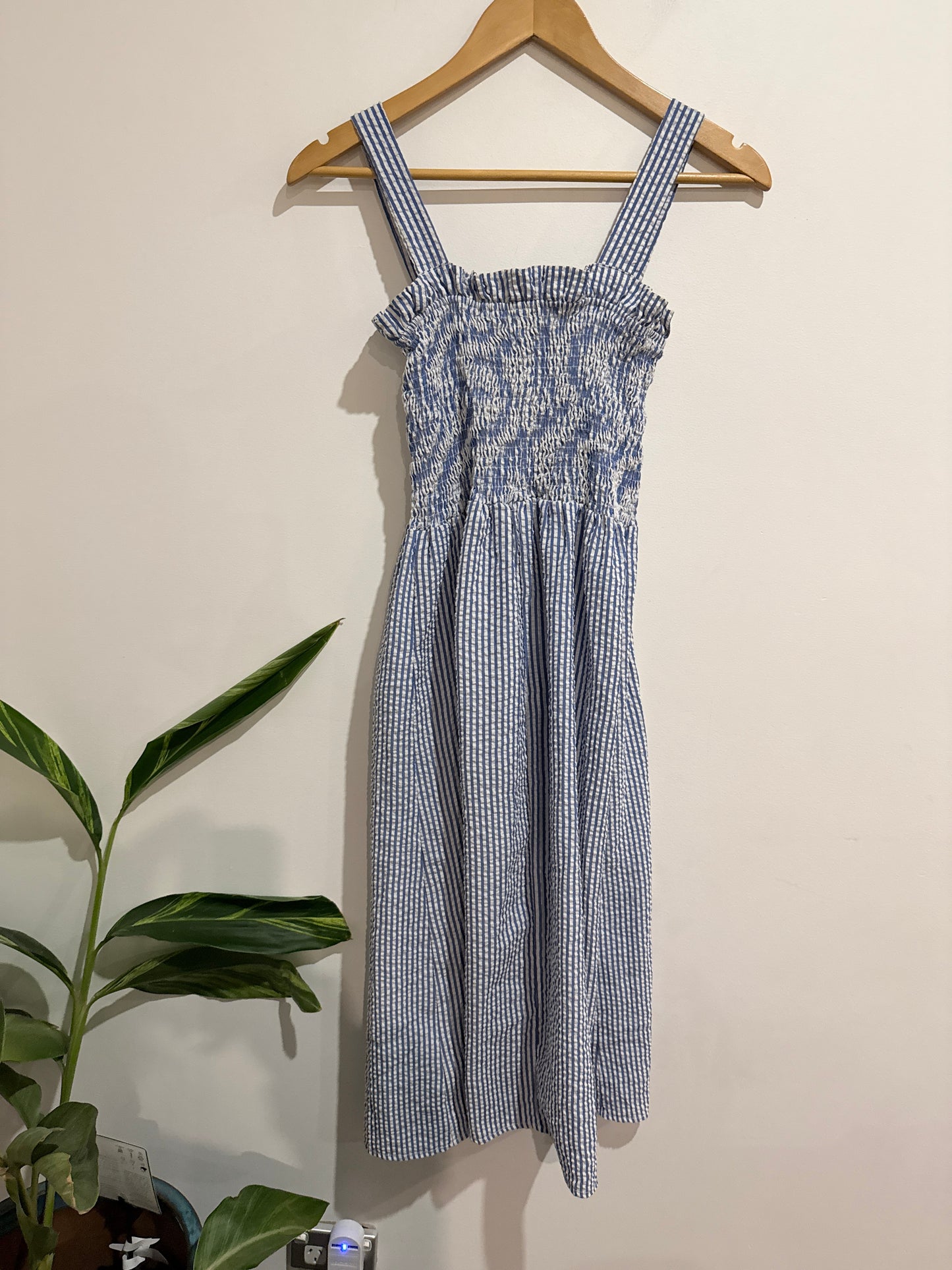 Mirrou Smocked Gingham Midi Dress Size 12