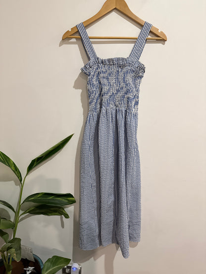 Mirrou Smocked Gingham Midi Dress Size 12