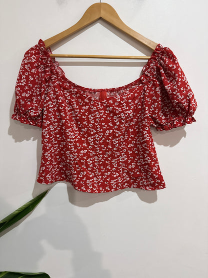 Shein Ditsy Floral Print Crop Top Size L