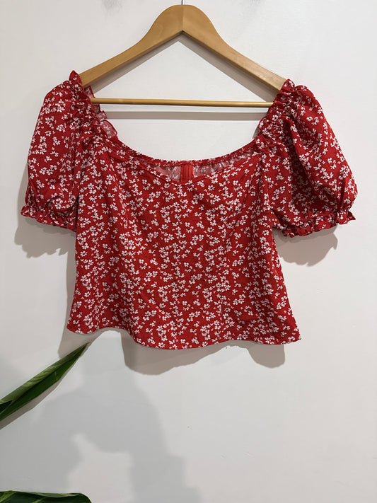 Shein Ditsy Floral Print Crop Top Size L