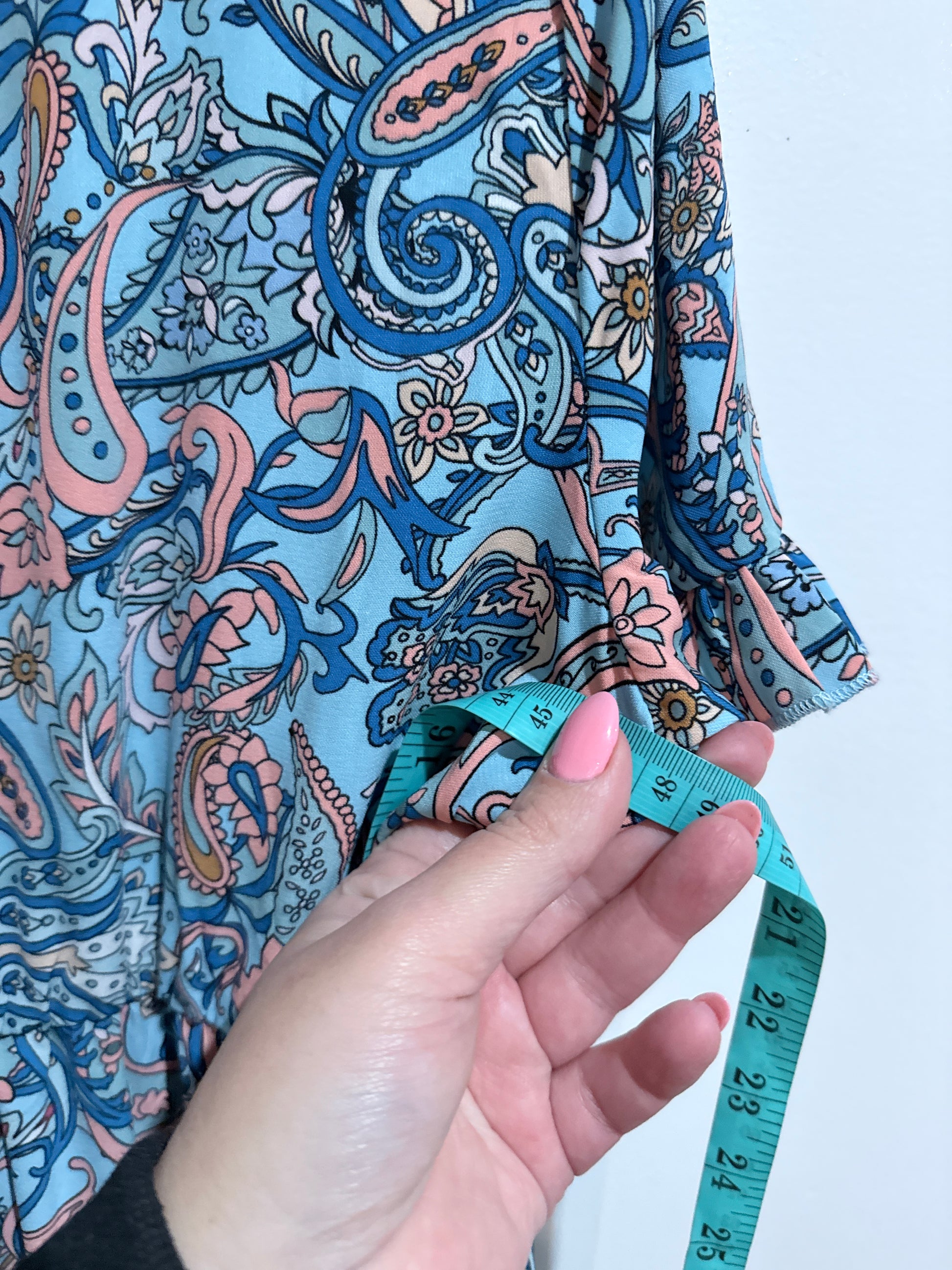 Paisley Print Ruffle Tiered Maxi Dress Size L | U/Arm to U/Arm 48cm