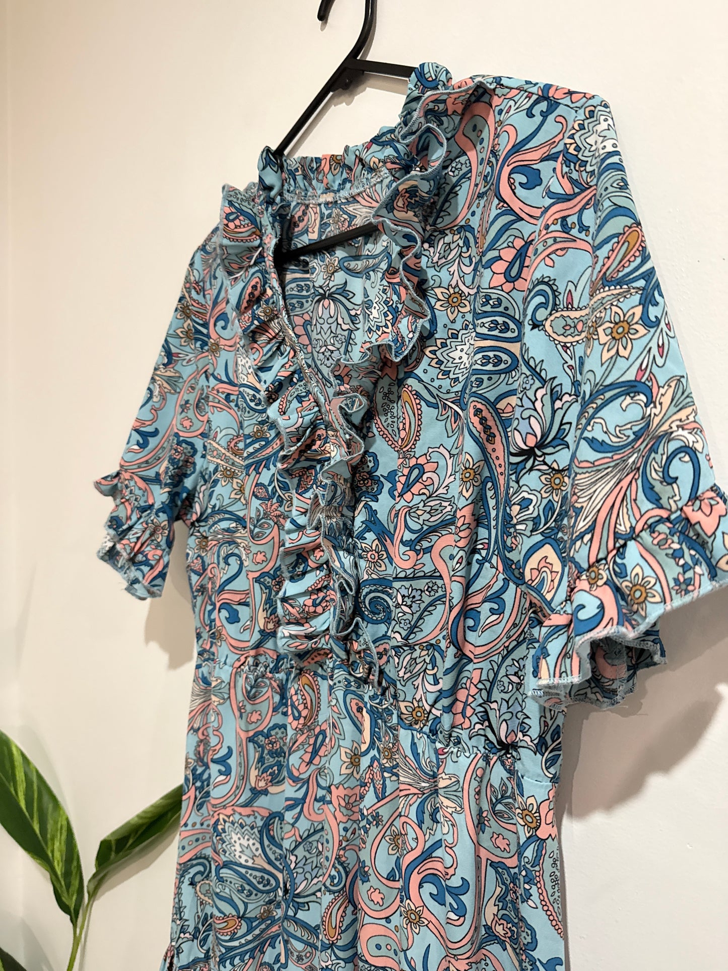 Paisley Print Ruffle Tiered Maxi Dress Size L | U/Arm to U/Arm 48cm