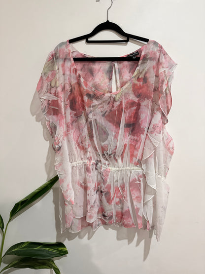 City Chic Floral Chiffon Shirt Size L