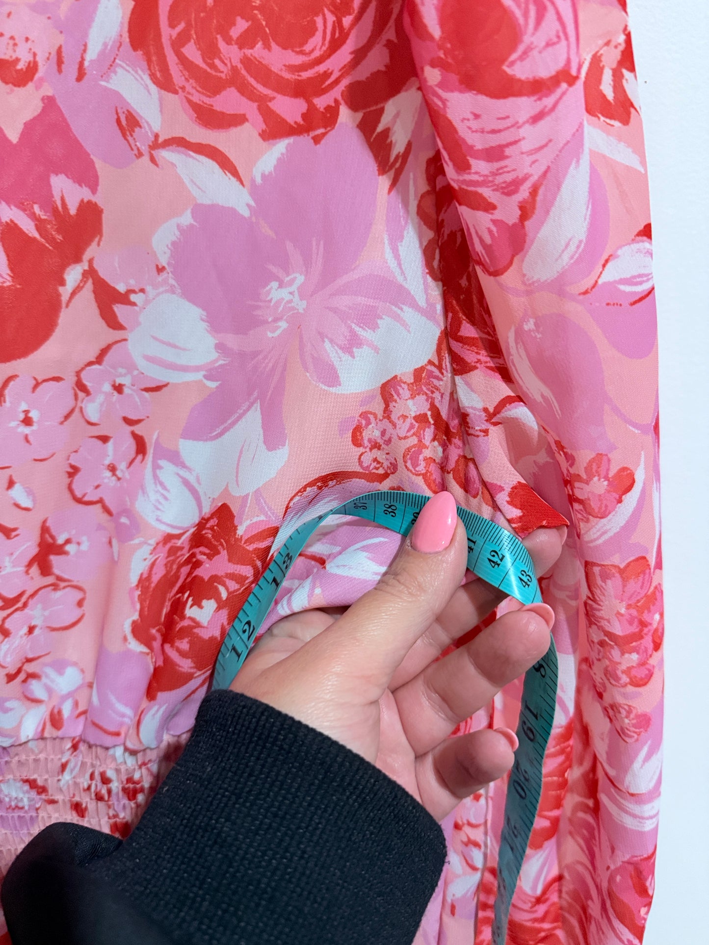 Shein Floral Print Asymmetrical Hem Dress Size U/Arm to U/Arm 43cm