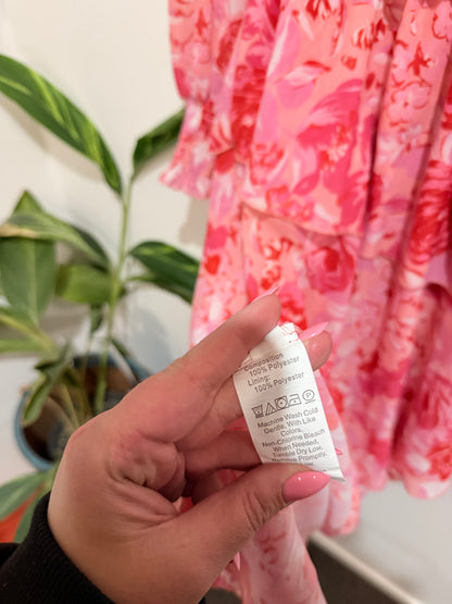 Shein Floral Print Asymmetrical Hem Dress Size U/Arm to U/Arm 43cm