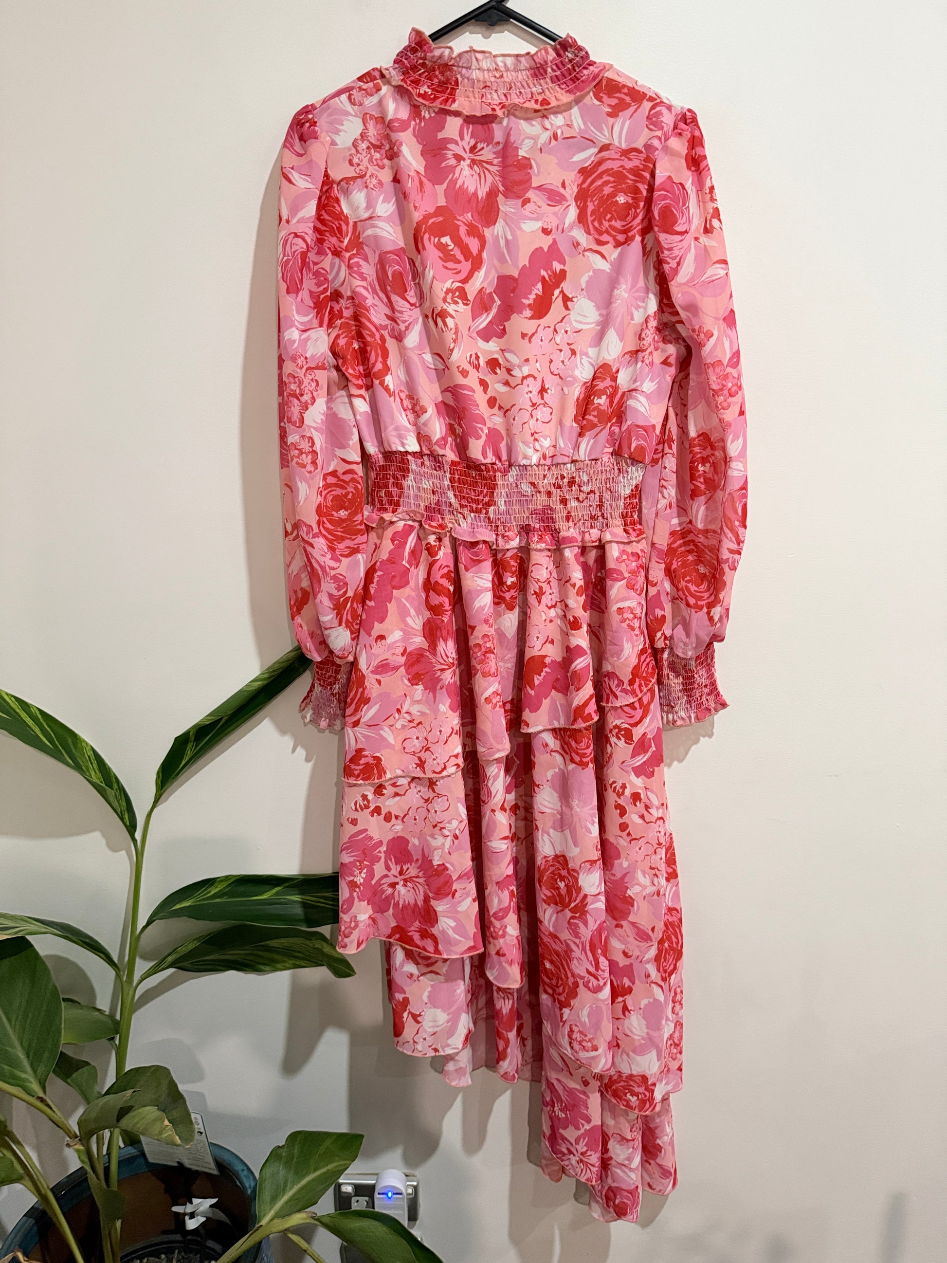 Shein Floral Print Asymmetrical Hem Dress Size U/Arm to U/Arm 43cm
