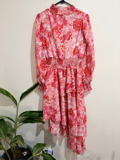 Shein Floral Print Asymmetrical Hem Dress Size U/Arm to U/Arm 43cm
