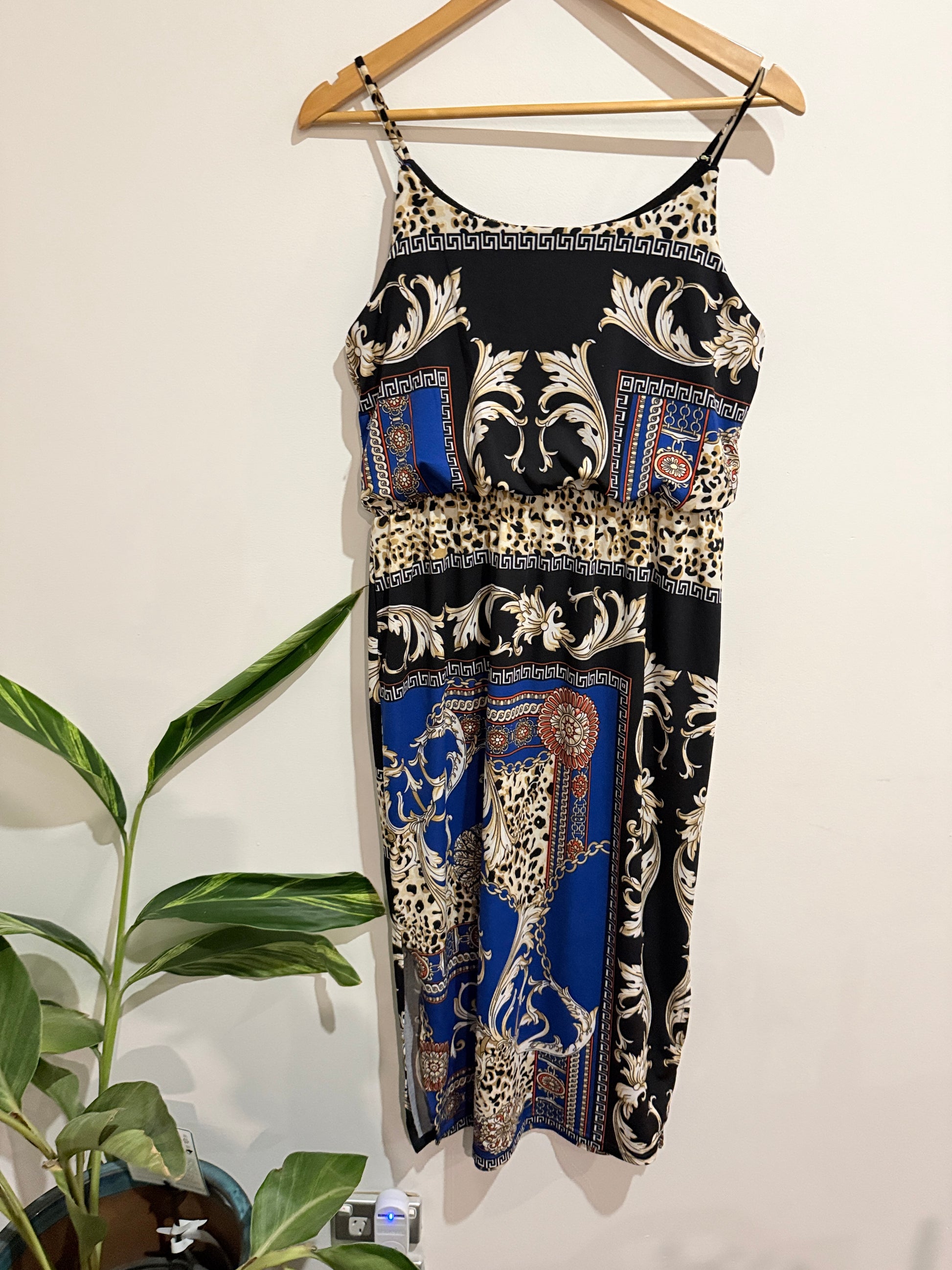 Mirrou Mixed Print Midi Dress Size L
