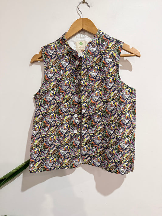 Shahbaleh Multicolored Button-front Top Size 14 | U/Arm to U/Arm 43cm