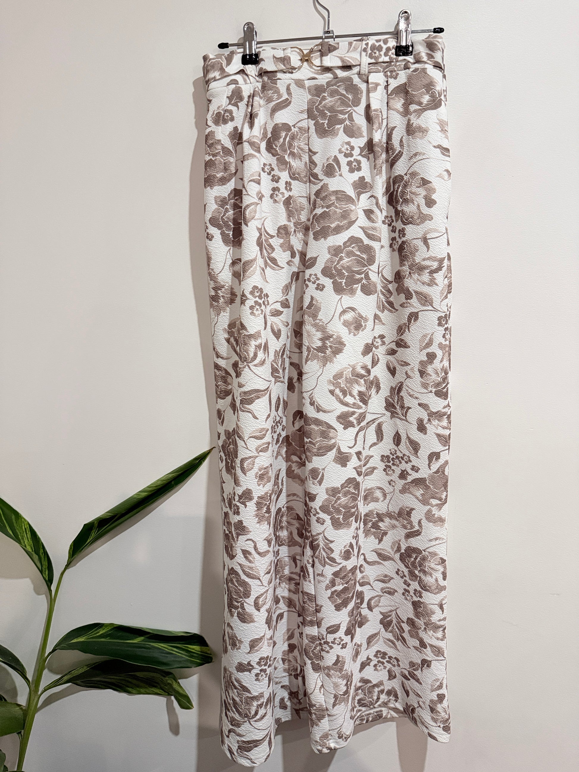 Mirrou Floral Print Wide-leg Cut Pants Size S