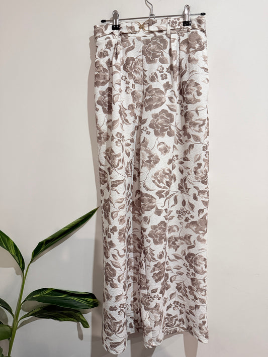 Mirrou Floral Print Wide-leg Cut Pants Size S