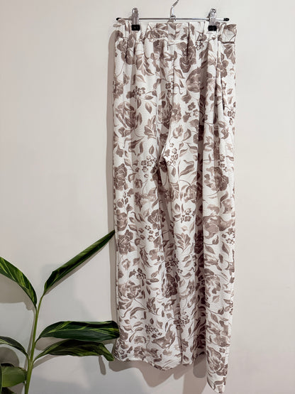 Mirrou Floral Print Wide-leg Cut Pants Size S