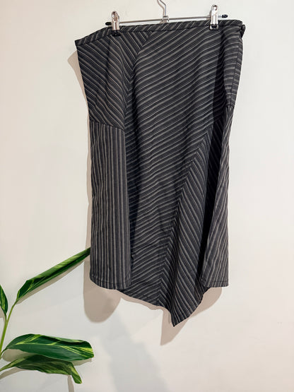 Meme (NZ Made) Asymmetrical Pinstripe Skirt Size 14 | Waist 90cm