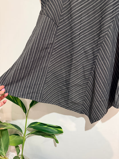 Meme (NZ Made) Asymmetrical Pinstripe Skirt Size 14 | Waist 90cm