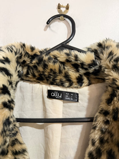 Ally Leopard Print Faux Fur Jacket Size 8