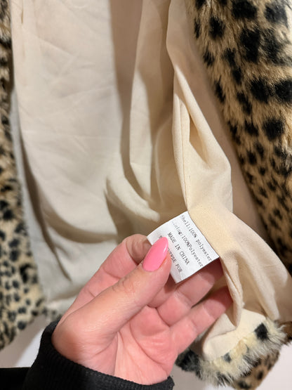 Ally Leopard Print Faux Fur Jacket Size 8