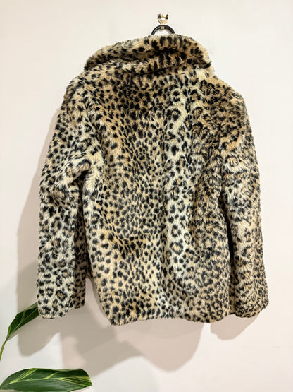 Ally Leopard Print Faux Fur Jacket Size 8