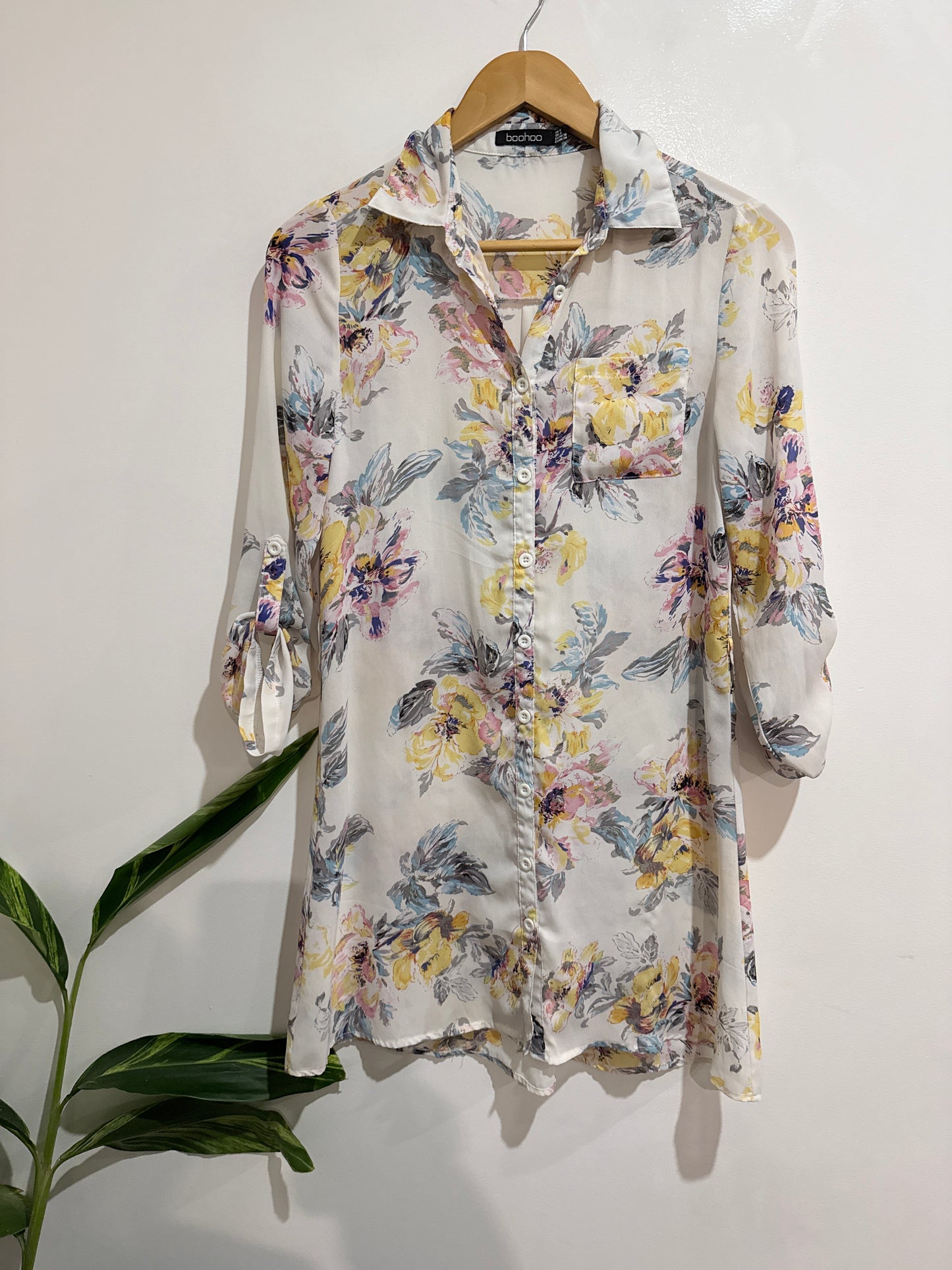 Boojoo Floral Print Shirt Dress Size 8