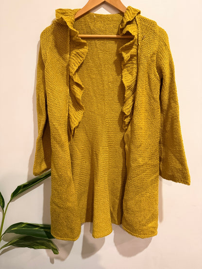 Brand Unknown Ruffle Trim Knit Cardigan Size U/Arm to U/Arm 42cm