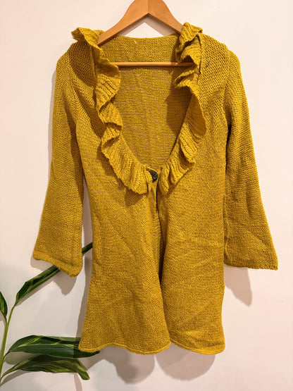 Brand Unknown Ruffle Trim Knit Cardigan Size U/Arm to U/Arm 42cm