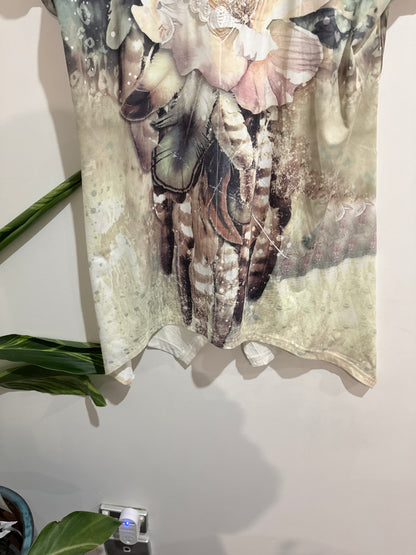 Brand Unknown Floral Print Tunic Top Size U/Arm to U/Arm 56cm
