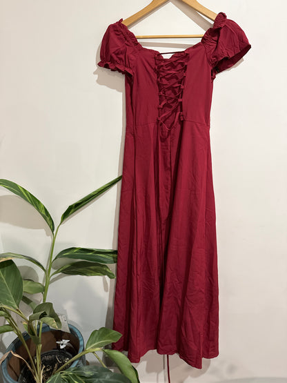 Puff Sleeve Midi Dress Size S | U/Arm to U/Arm 37cm