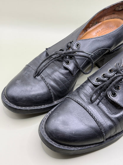 Black Leather Lace-Up Block Heel Shoes – Size 37½