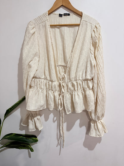 Boohoo Textured Tie-front Top Size 2XL