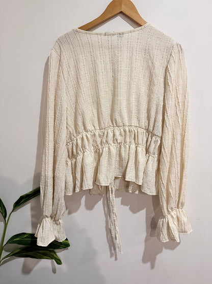 Boohoo Textured Tie-front Top Size 2XL