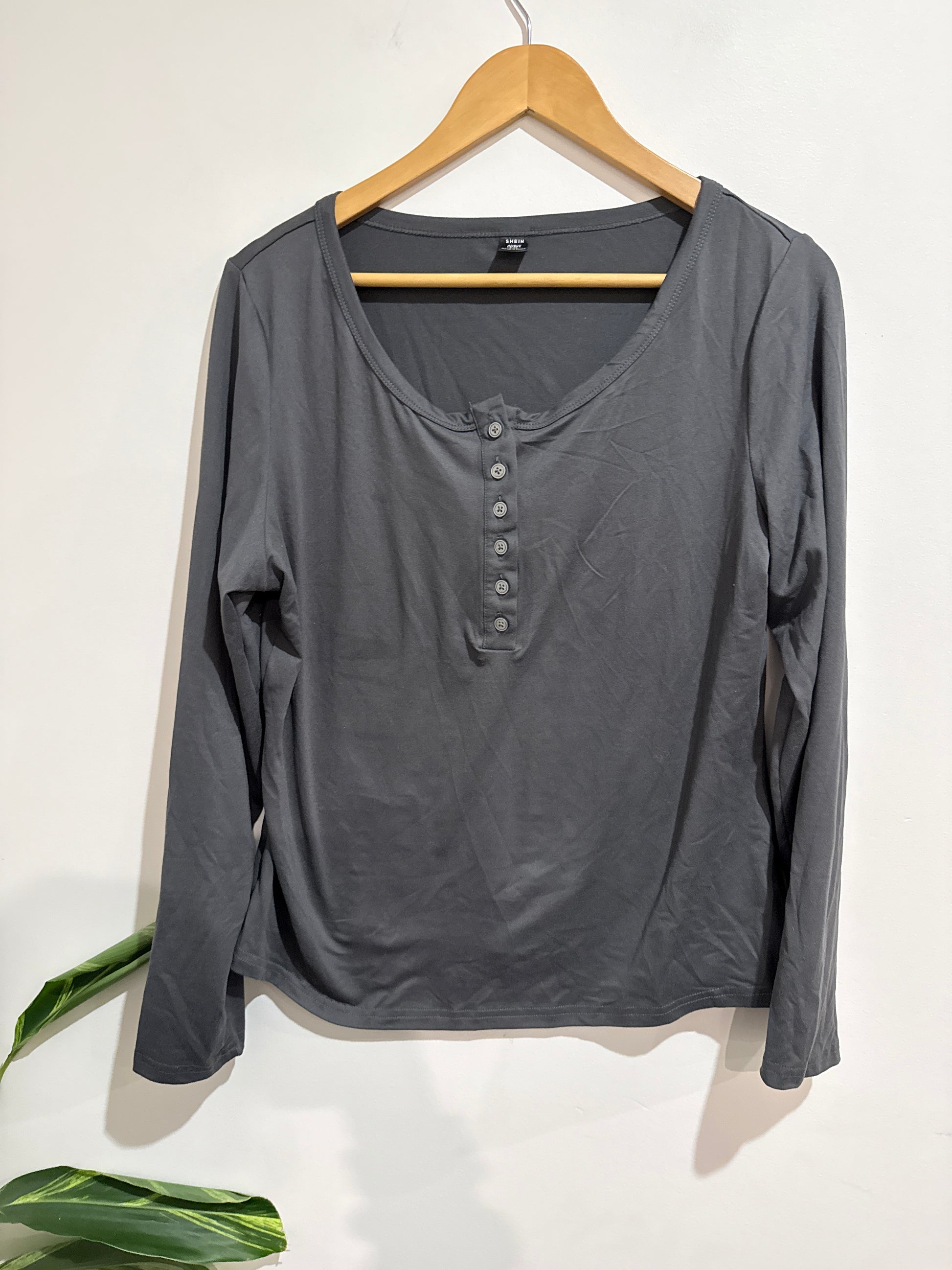 Shein Long Sleeve Henley Shirt Size 1XL