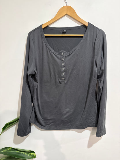 Shein Long Sleeve Henley Shirt Size 1XL