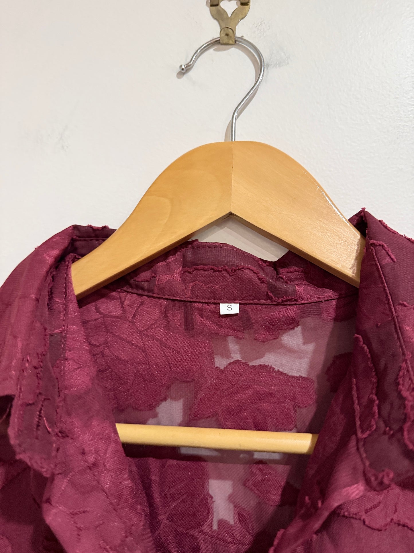 Brand Unknown Sheer Shirt Button-down Shirt Size S | U/Arm to U/Arm 50cm