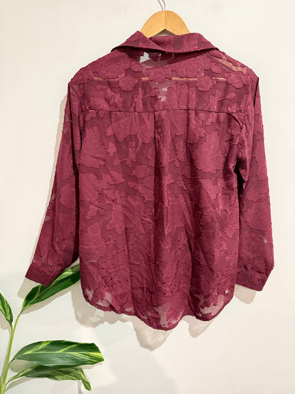 Brand Unknown Sheer Shirt Button-down Shirt Size S | U/Arm to U/Arm 50cm