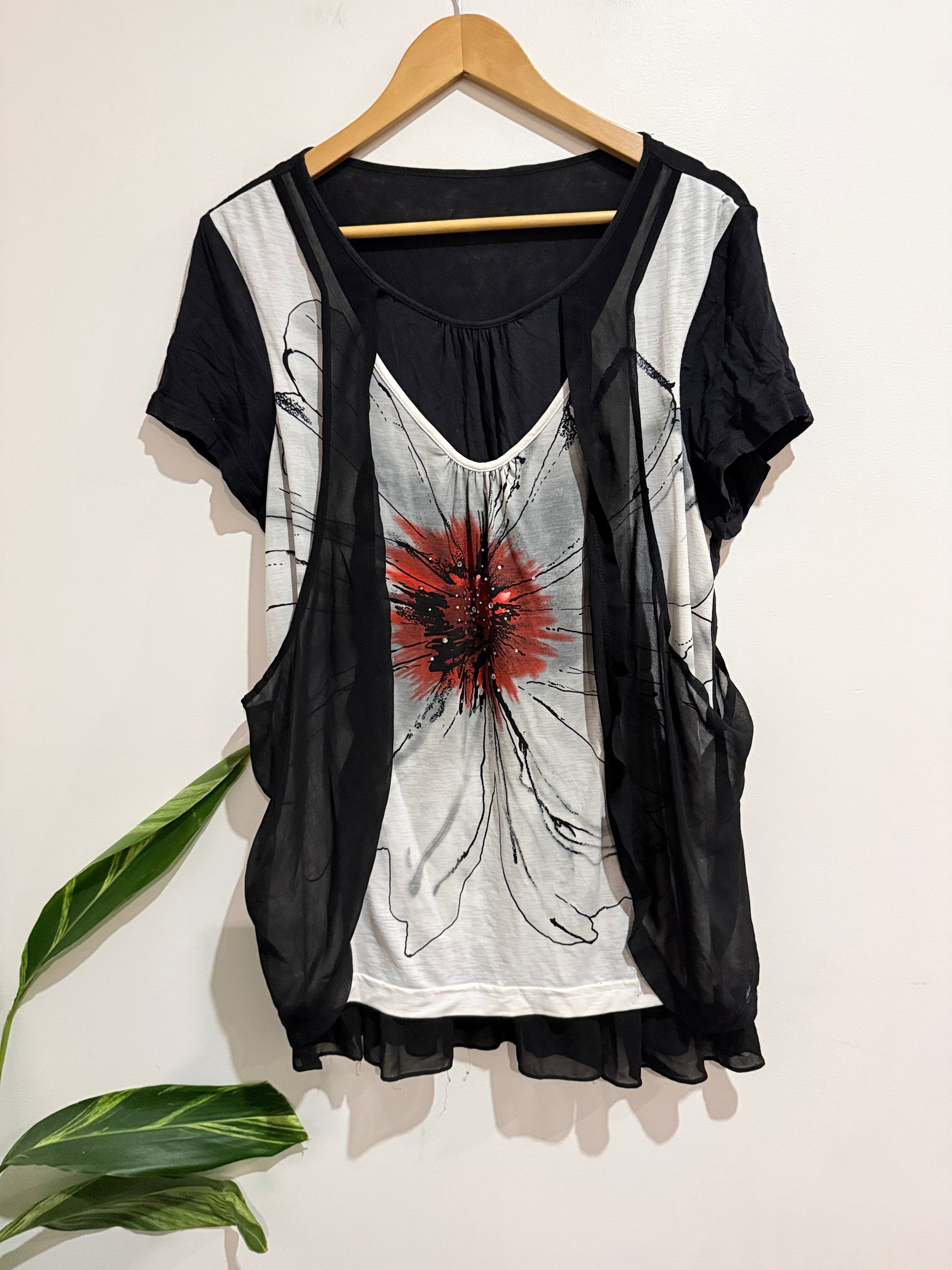 Brand Unknown Layered Multi-pattern Shirt Size U/Arm to U/Arm 46cm