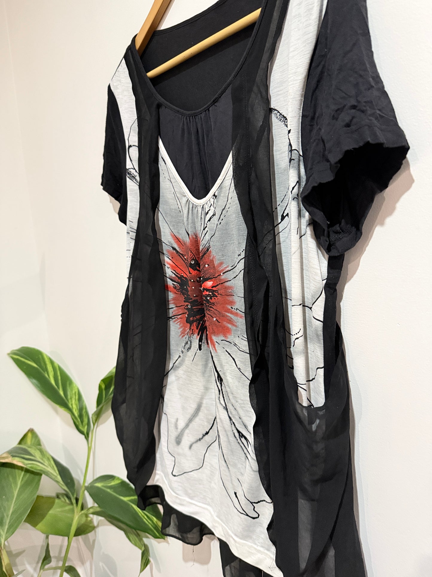 Brand Unknown Layered Multi-pattern Shirt Size U/Arm to U/Arm 46cm