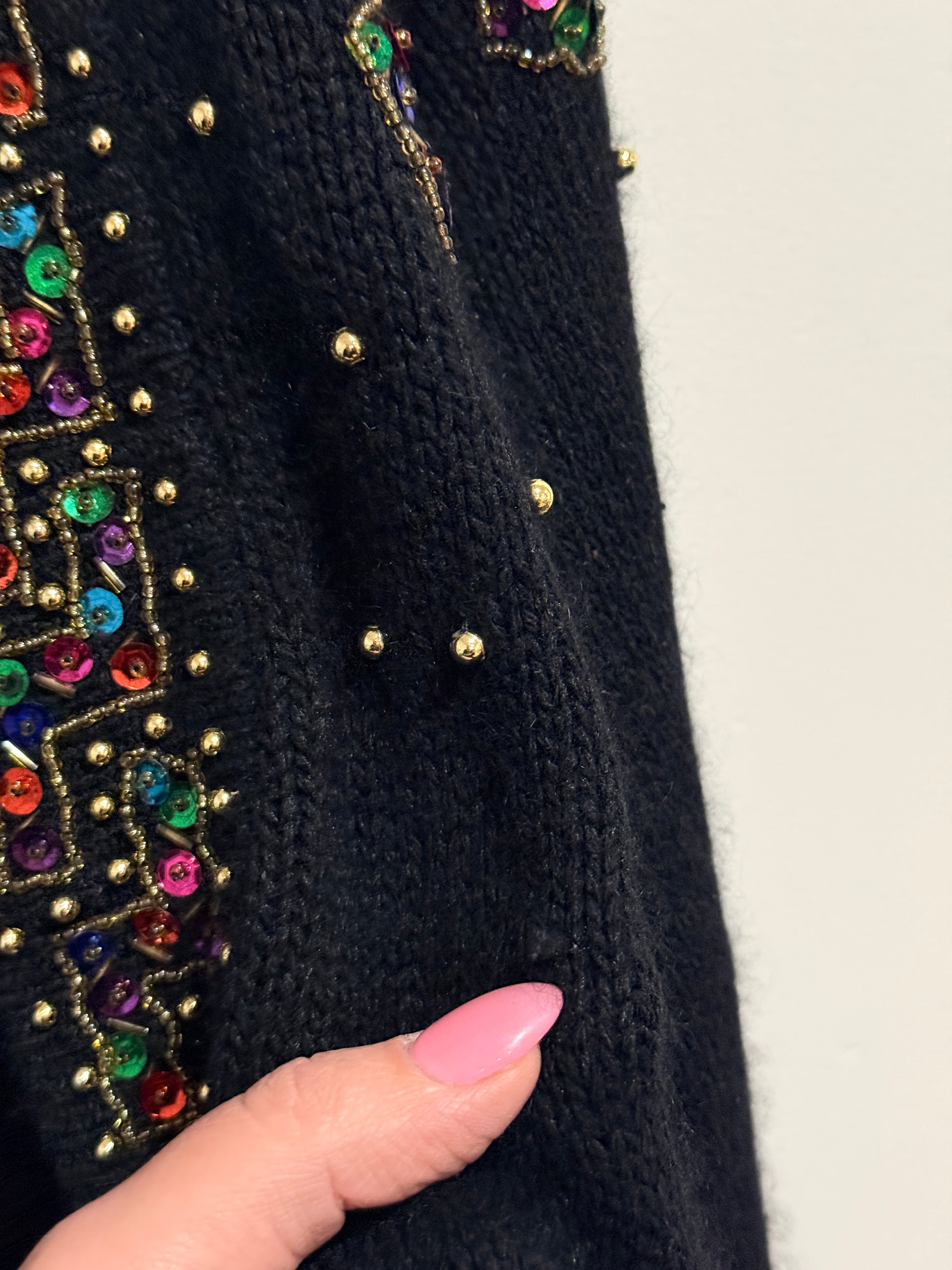 Diana Marco Open-front Black Knit Cardigan Size 22 | U/Arm to U/Arm 60cm