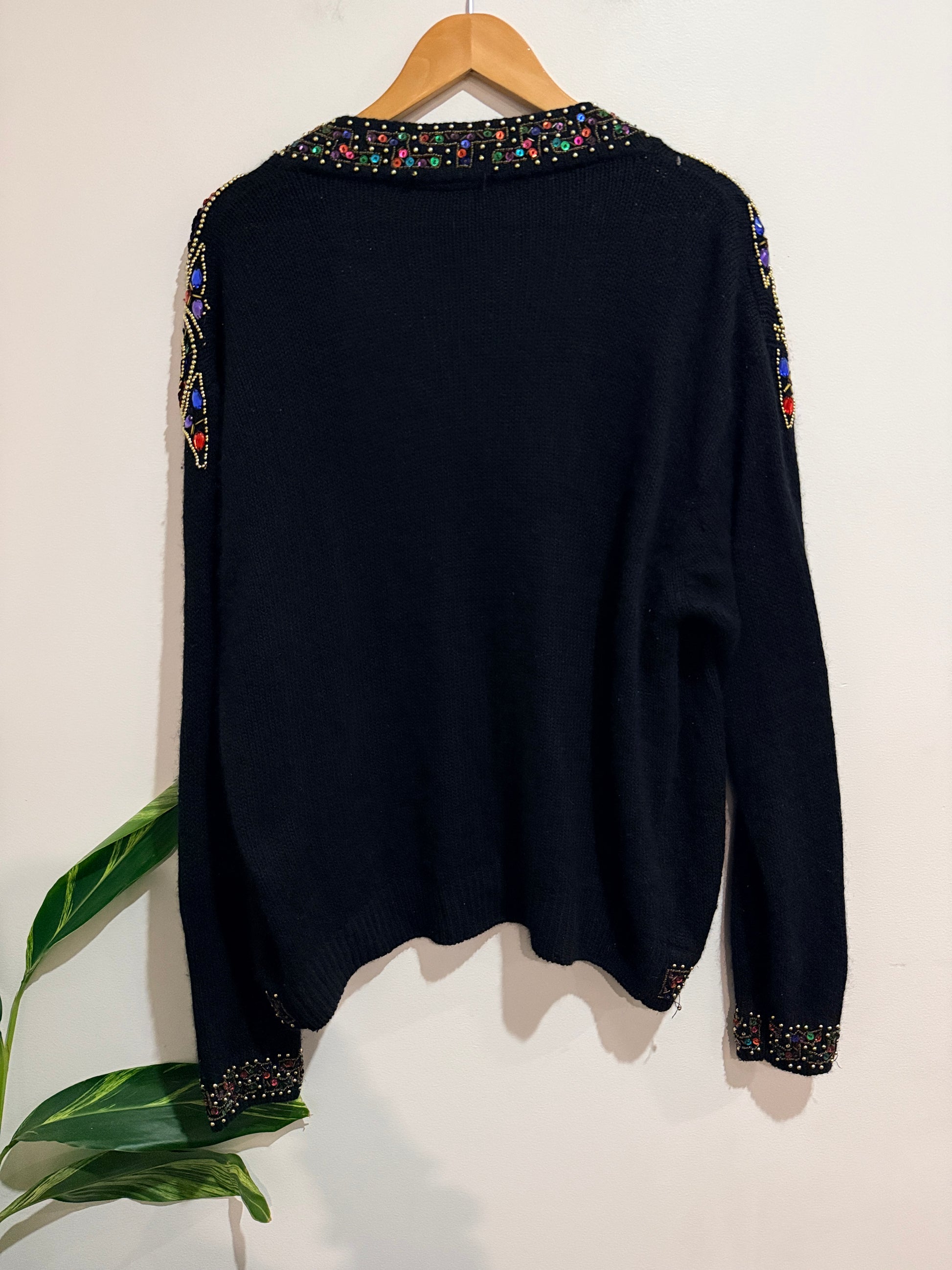Diana Marco Open-front Black Knit Cardigan Size 22 | U/Arm to U/Arm 60cm