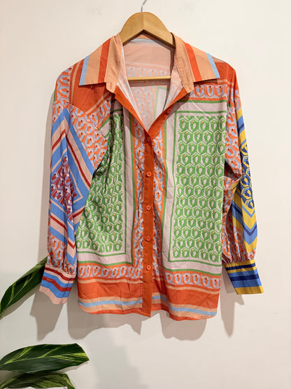 Brand Unknown Cashew Mix Long Sleeve Shirt Size 2XL | U/Arm to U/Arm 56cm