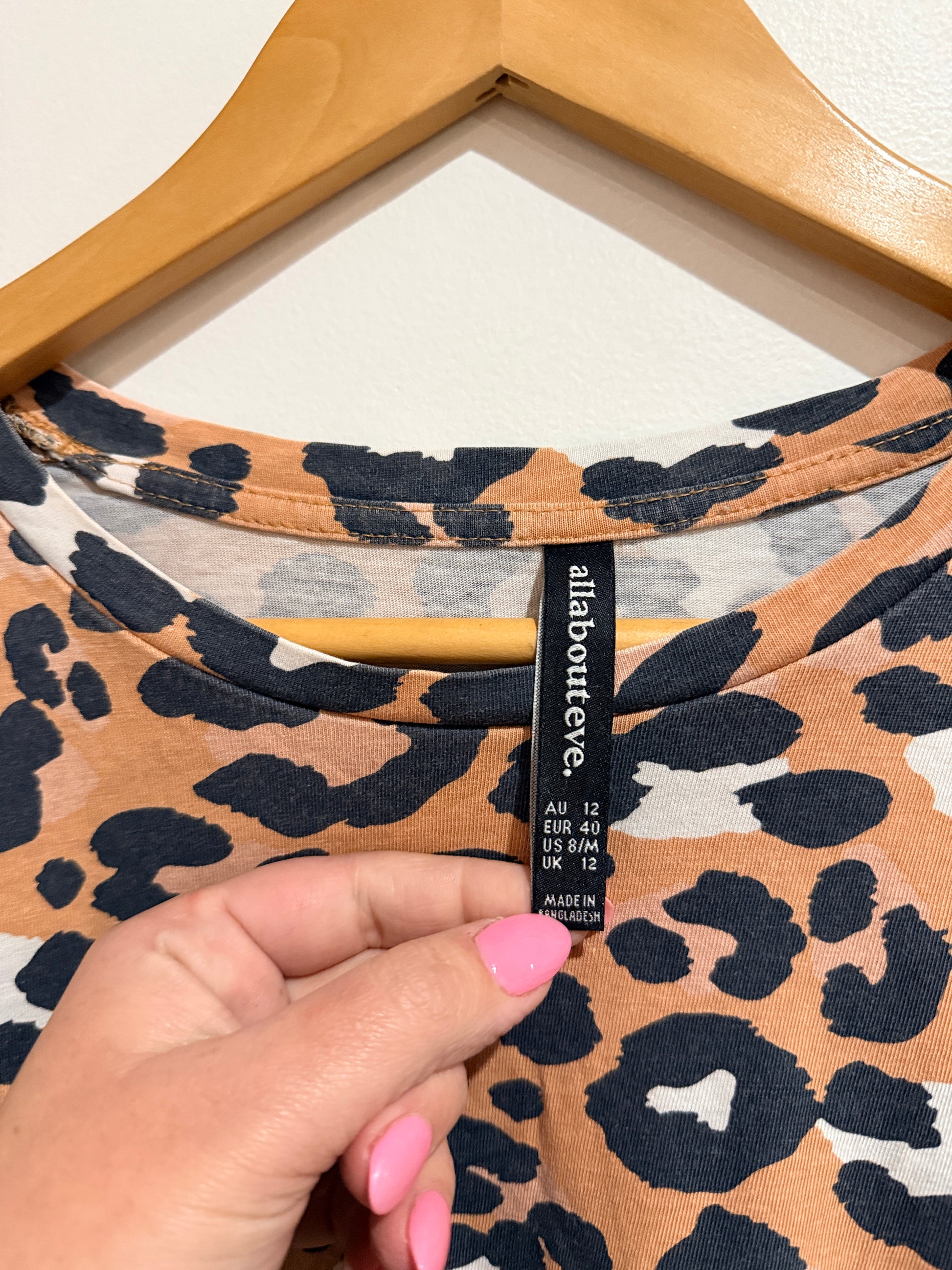 All About Eve Leopard Print T-shirt Dress Size 12