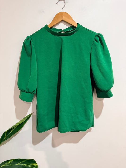 Brand Unknown Three-quarter Puff Sleeves Shirt Size U/Arm to U/Arm 50cm | L:56cm
