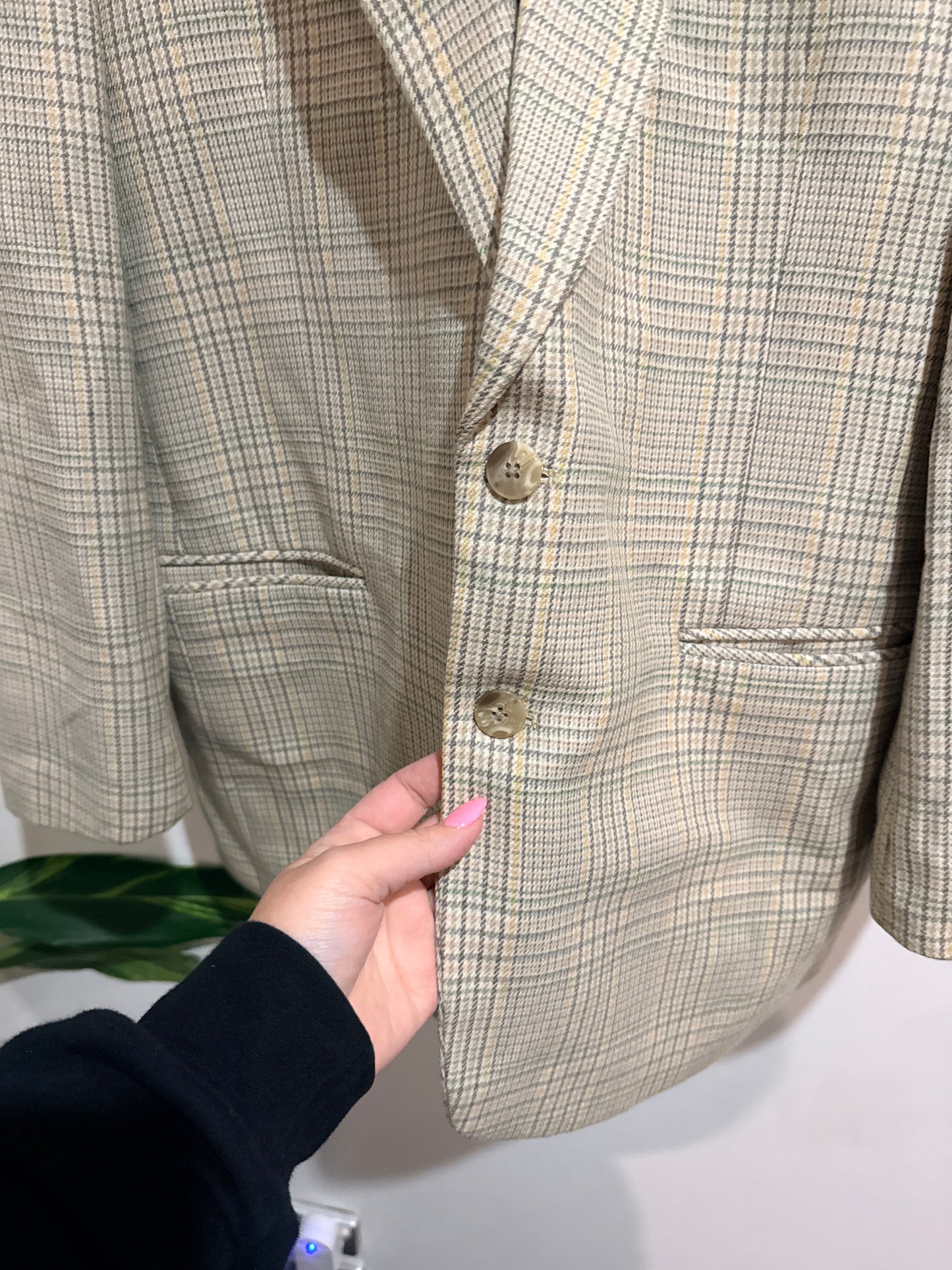 Selon Menswear Pure New Wool Plaid Blazer Size 48 | 180/96A | U/Arm to U/Arm 53cm