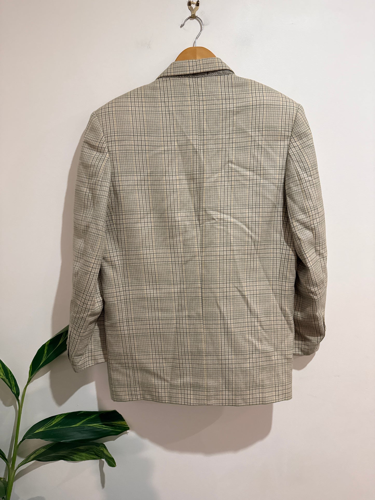 Selon Menswear Pure New Wool Plaid Blazer Size 48 | 180/96A | U/Arm to U/Arm 53cm
