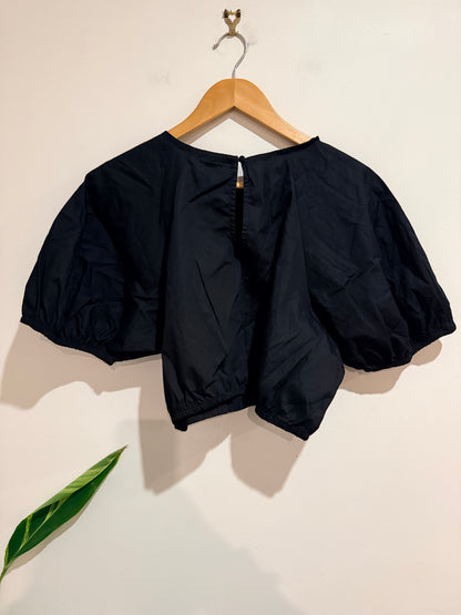 H & H Puff Sleeves Cropped Shirt Size 12