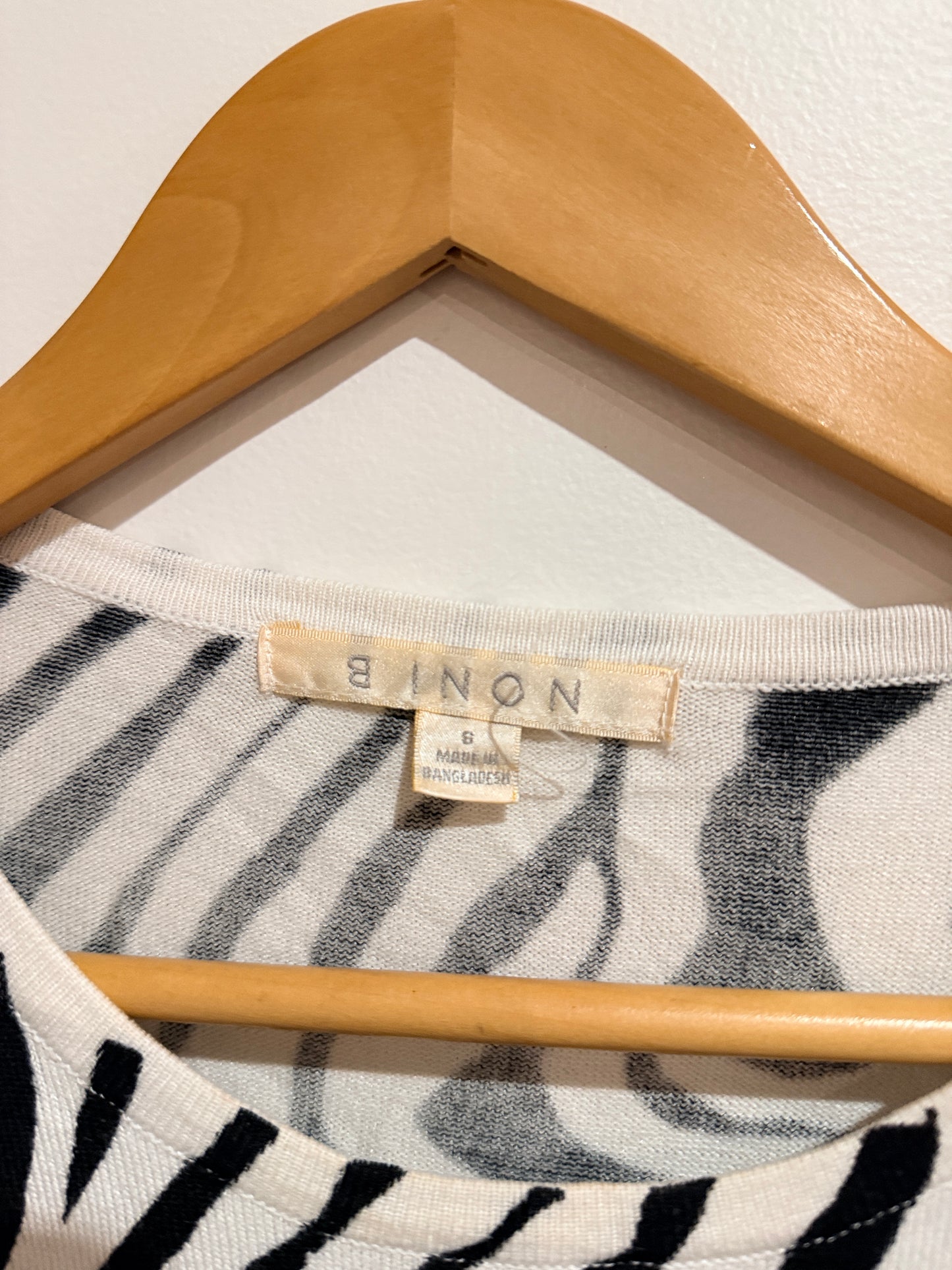 Binon Zebra-print Long-sleeve Top Size 8