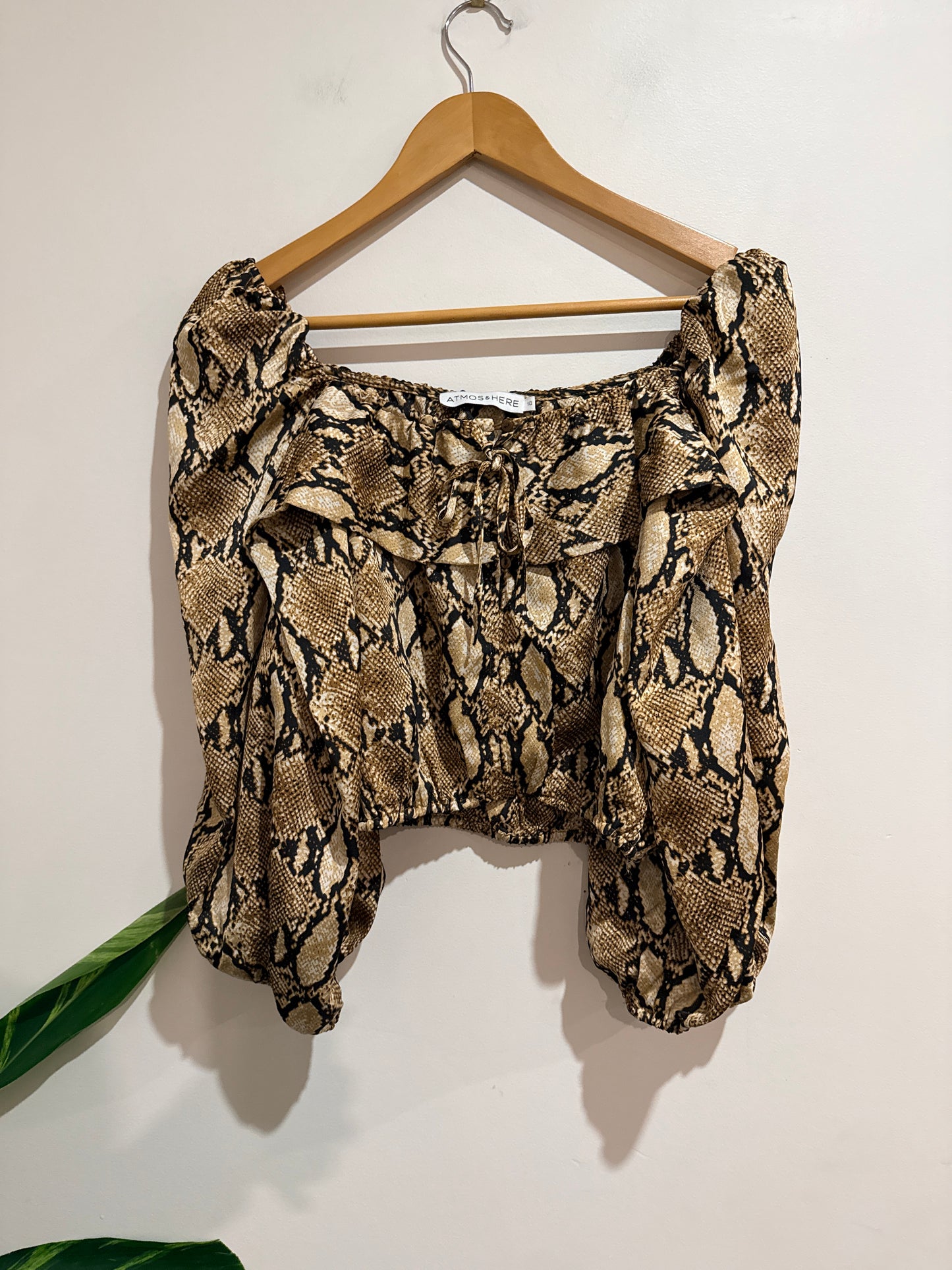 Atmos & Here Animal Snake Print Crop Top Size 10