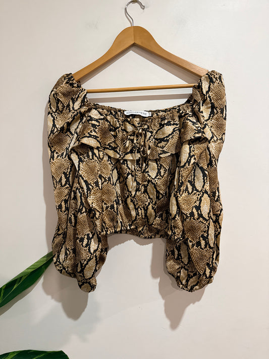 Atmos & Here Animal Snake Print Crop Top Size 10