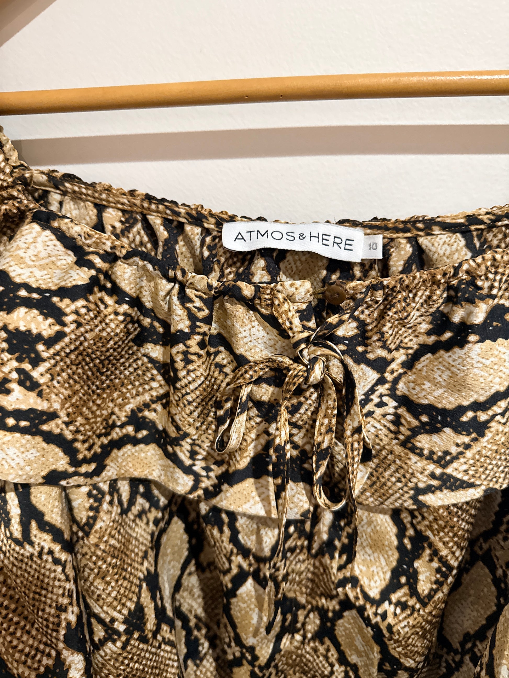 Atmos & Here Animal Snake Print Crop Top Size 10