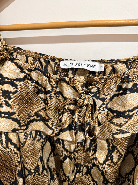 Atmos & Here Animal Snake Print Crop Top Size 10