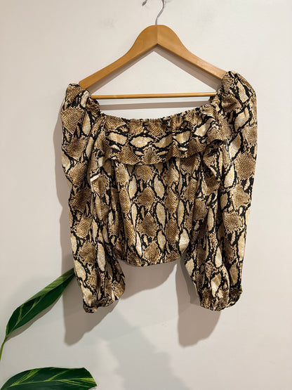 Atmos & Here Animal Snake Print Crop Top Size 10